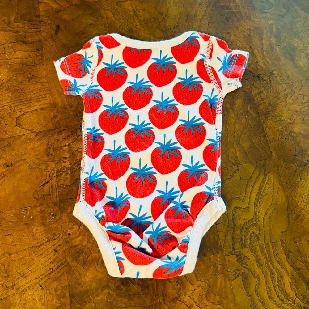 Hanna Andersson Red and Blue Strawberry Bodysuit Size 0-3 Months